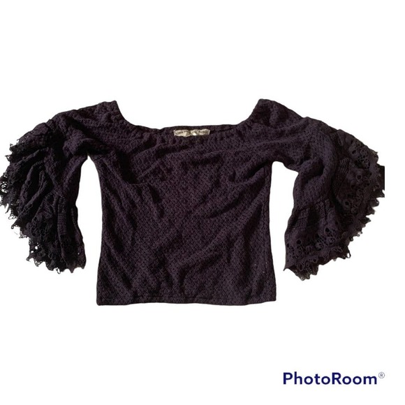 Jens Pirate Booty Free People XS Chemical Lace Off The Shoulder Top Purple Boho - Picture 5 of 14